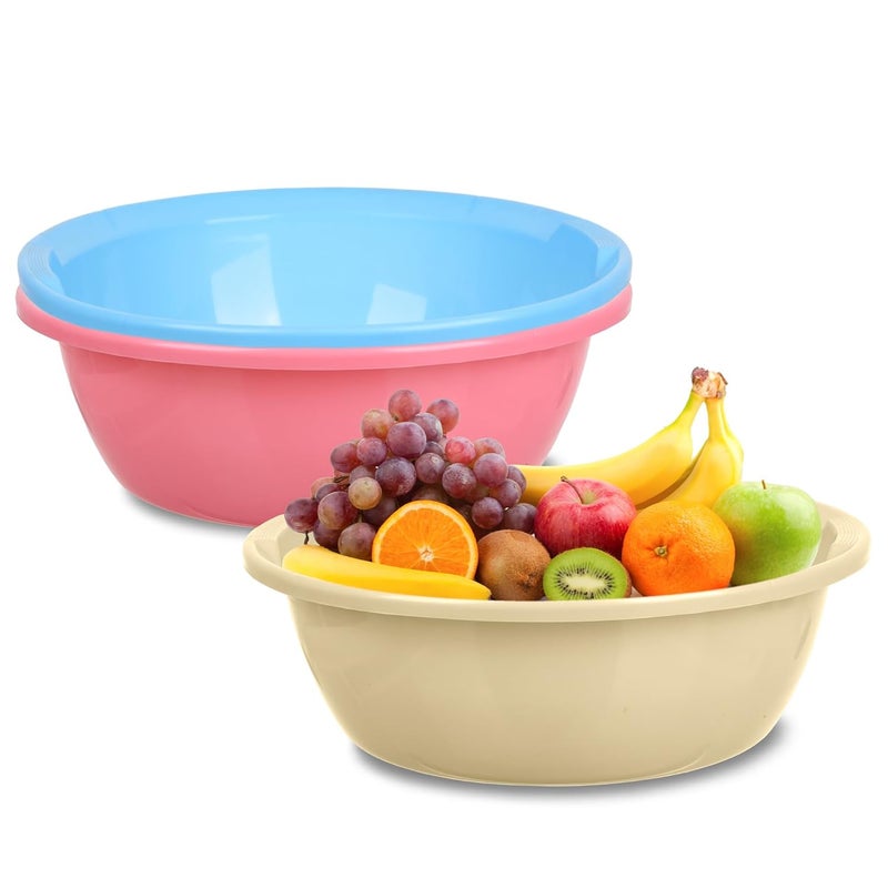 Kuber Industries Kuber Industries Pack of 3 Kitchen Basket | Stationery Organizer Tub | Multipurpose Storage Organizer | Office Supplies Organizer | Desktop Organizer | 12 LTR | Cream & Pink & Sky Blue  - Image 1