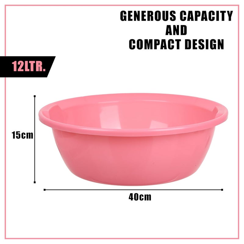Kuber Industries Kuber Industries Pack of 3 Kitchen Basket | Stationery Organizer Tub | Multipurpose Storage Organizer | Office Supplies Organizer | Desktop Organizer | 12 LTR | Cream & Pink & Sky Blue  - Image 3