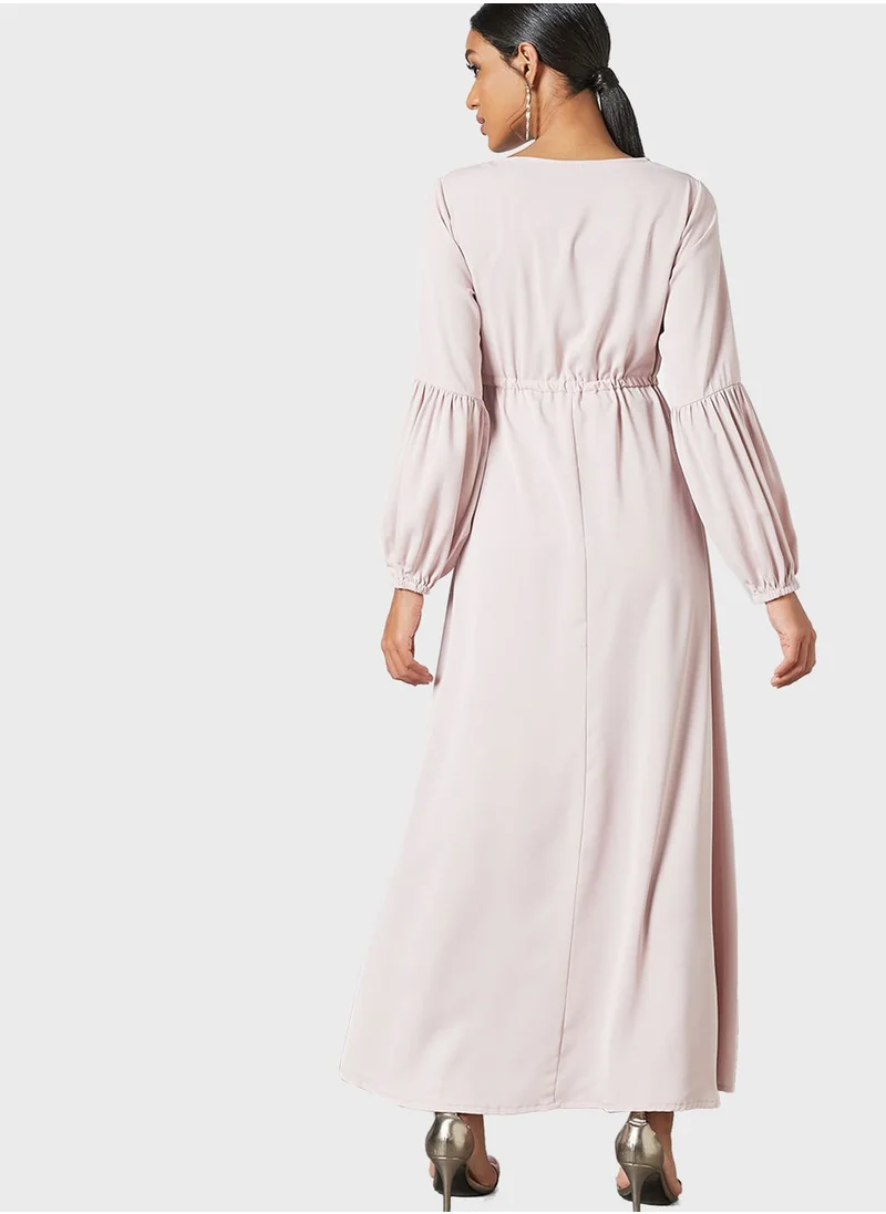 SIVVI for HANIYA Pleated Sleeve Abaya Dress