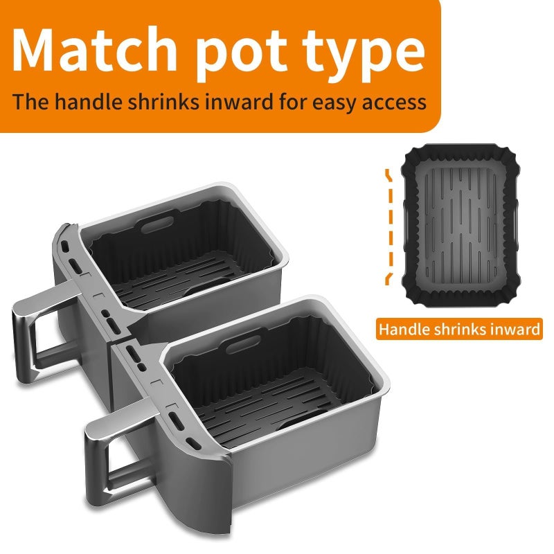 CEGOUT 2PCS Silicone Air Fryer Liners, Reusable Silicone Liners for Ninja DZ401, DZ550, DZ302, Ninja Foodi Dual Air Fryer Accessories Baking Tray for 10 QT Airfryer Baskets - Image 5