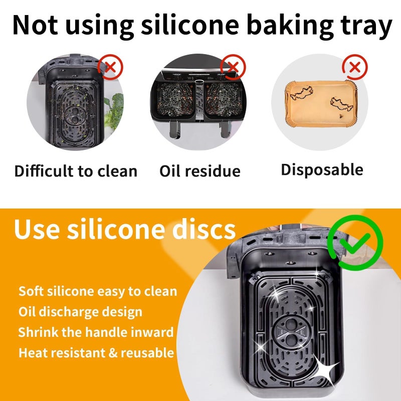 CEGOUT 2PCS Silicone Air Fryer Liners, Reusable Silicone Liners for Ninja DZ401, DZ550, DZ302, Ninja Foodi Dual Air Fryer Accessories Baking Tray for 10 QT Airfryer Baskets - Image 3