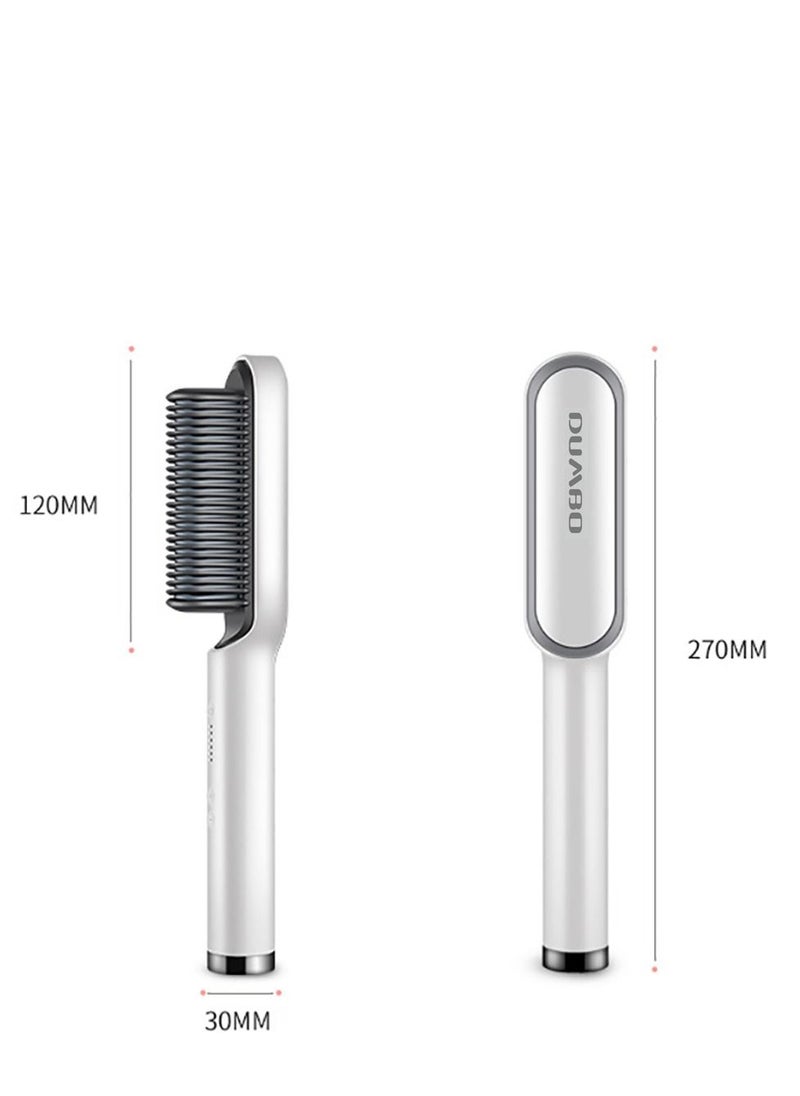 DUMBO - Hair Straightener Brush Built-in Comb,20s Fast Heating & 5 Temp Settings & Anti-Scald,Perfect for Professional Salon at Home (Silver) 3*27cm - Image 1