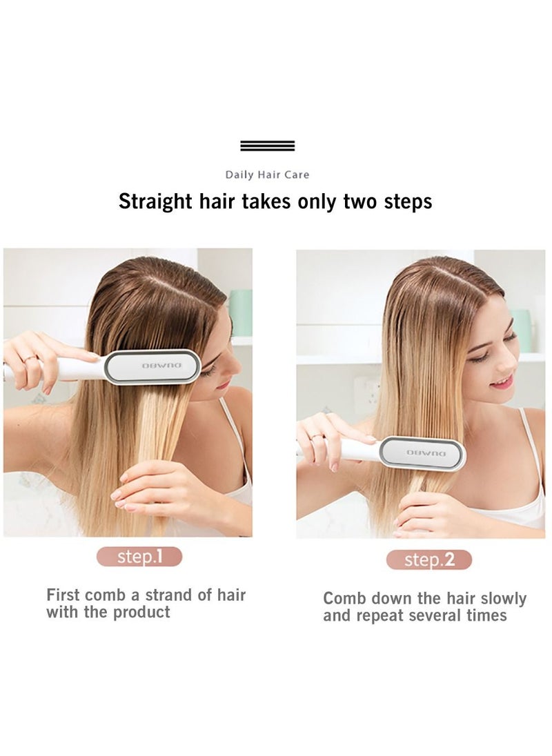 DUMBO - Hair Straightener Brush Built-in Comb,20s Fast Heating & 5 Temp Settings & Anti-Scald,Perfect for Professional Salon at Home (Silver) 3*27cm - Image 1