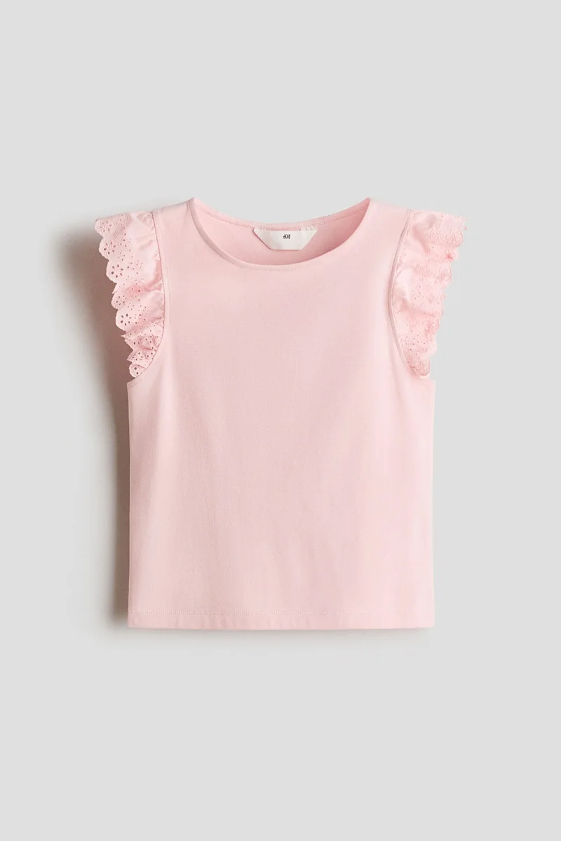 H&M Flutter-sleeved broderie anglaise top