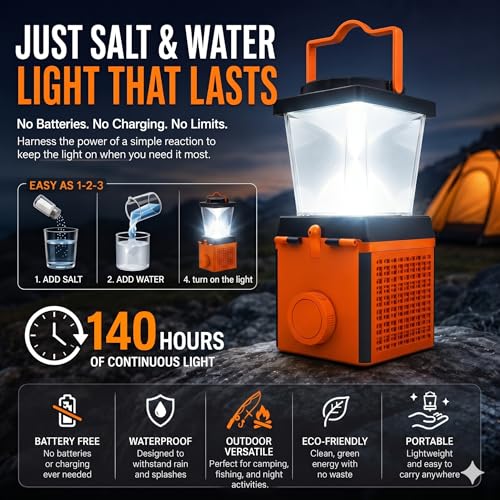 JWWYJ Environmentally Conscious Lighting Saltwater Camping Lantern Survival Emergency Outdoor Ligh Simply add Salt Water to Activate The Light Its That Easy - Image 3