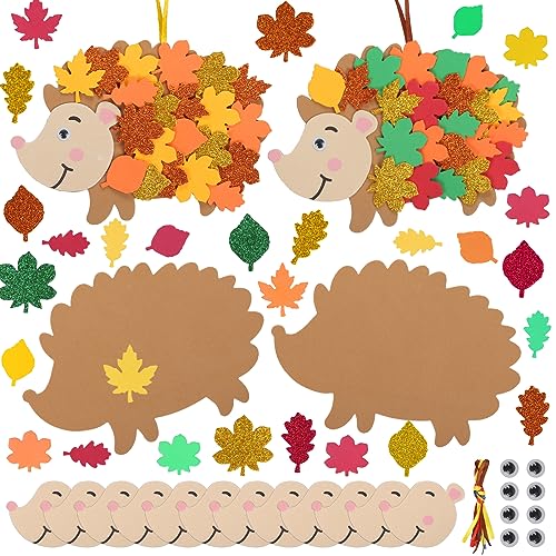 Fennoral 12 Pack Hedgehog Crafts for Kids Make You Hedgehog Foam Stickers DIY Autumn Art and Craft for Boys Girls Party Supply Art Activities Birthday Gifts Fall Thanksgiving Decoration - Image 1