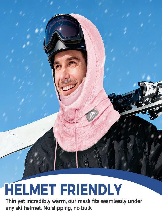 GXCROR Balaclava Ski Mask for Men & Women - Windproof Thermal Fleece Face Mask with Neck Gaiter for Skiing, Snowboarding, Pink, One size - Image 5