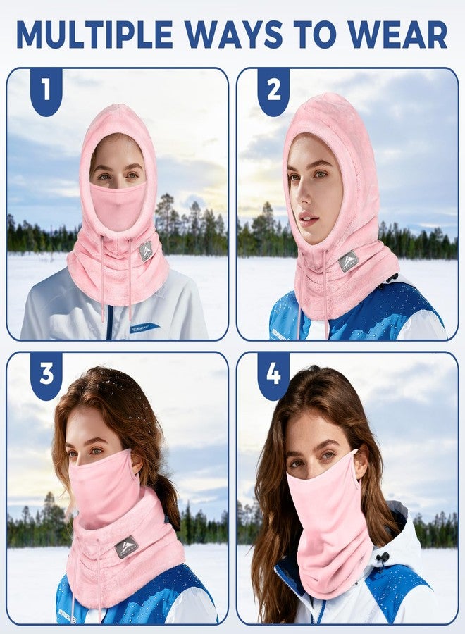 GXCROR Balaclava Ski Mask for Men & Women - Windproof Thermal Fleece Face Mask with Neck Gaiter for Skiing, Snowboarding, Pink, One size - Image 3