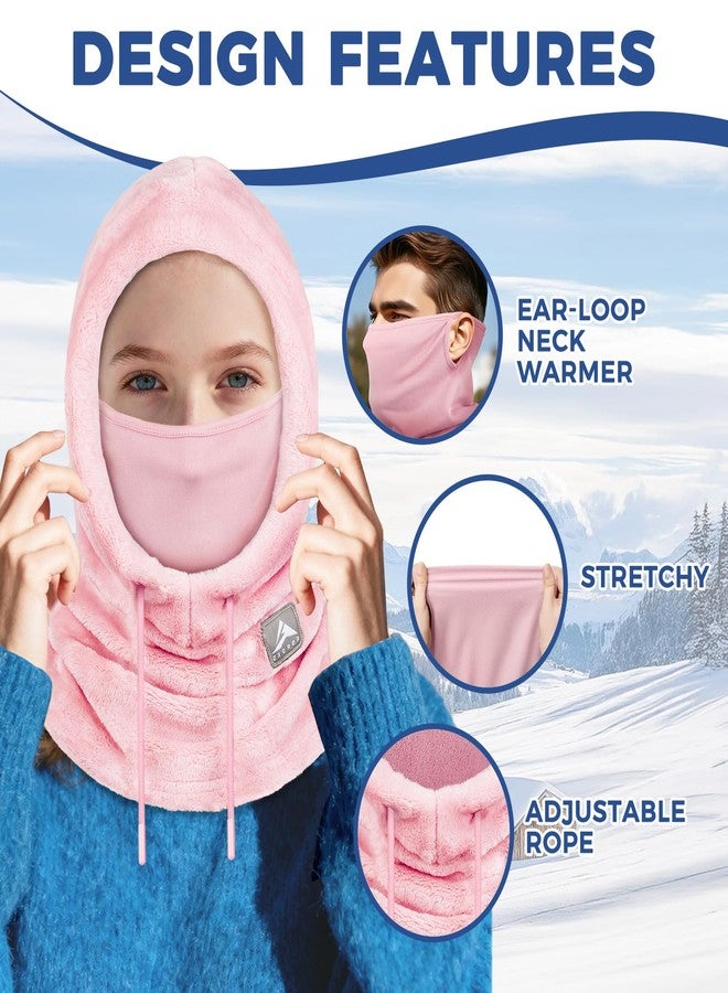 GXCROR Balaclava Ski Mask for Men & Women - Windproof Thermal Fleece Face Mask with Neck Gaiter for Skiing, Snowboarding, Pink, One size - Image 4