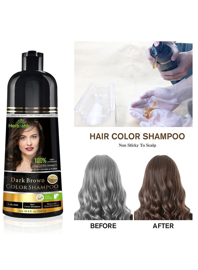 Herbishh Hair Colour Shampoo (Dark Brown, 500Ml) - Ammonia Free Hair Color For Women & Men | Permanent Hair Dye Shampoo with 100% Grey Coverage Up To 8 Weeks - Image 2