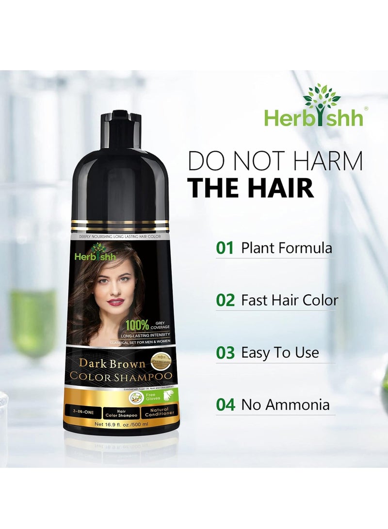 Herbishh Hair Colour Shampoo (Dark Brown, 500Ml) - Ammonia Free Hair Color For Women & Men | Permanent Hair Dye Shampoo with 100% Grey Coverage Up To 8 Weeks - Image 4