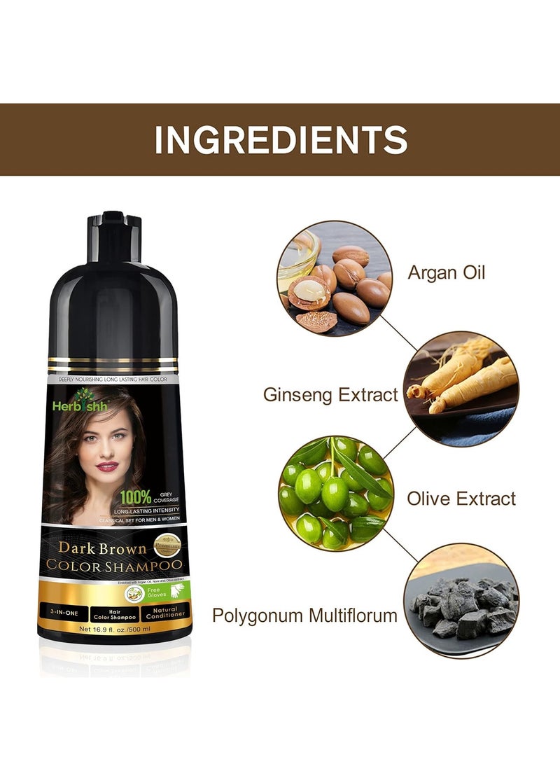 Herbishh Hair Colour Shampoo (Dark Brown, 500Ml) - Ammonia Free Hair Color For Women & Men | Permanent Hair Dye Shampoo with 100% Grey Coverage Up To 8 Weeks - Image 5