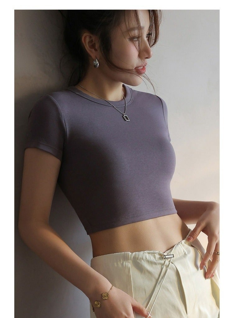ASIV Women Padded Short Sleeve Top with Built-in Bra – Wireless, Comfortable, No Need for Extra Bra  - Image 2
