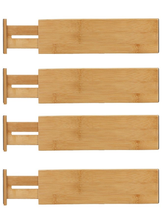 Cortesi Home Traci Natural Bamboo Spring Loaded Adjustable Drawer Dividers, Set of 4, Brown - Image 2
