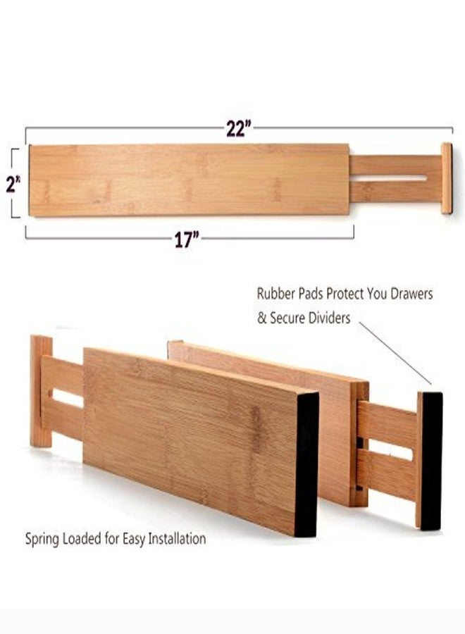 Cortesi Home Traci Natural Bamboo Spring Loaded Adjustable Drawer Dividers, Set of 4, Brown - Image 4