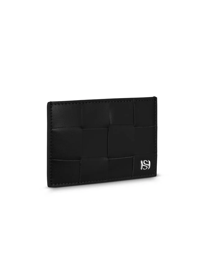 Saint Honore Paris  Weaved Black Leather Card Case for Men for Men | Best Price UAE