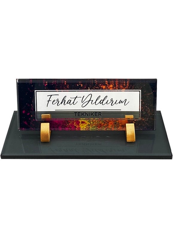 Mert Kristal - UV Printed Desk Name Tag, Office Office Official Gift, Desktop Name Tag - Image 1