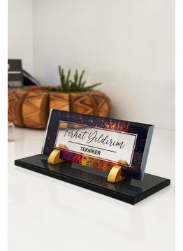 Mert Kristal UV Printed Desk Name Tag, Office Office Official Gift, Desktop Name Tag  - Image 3