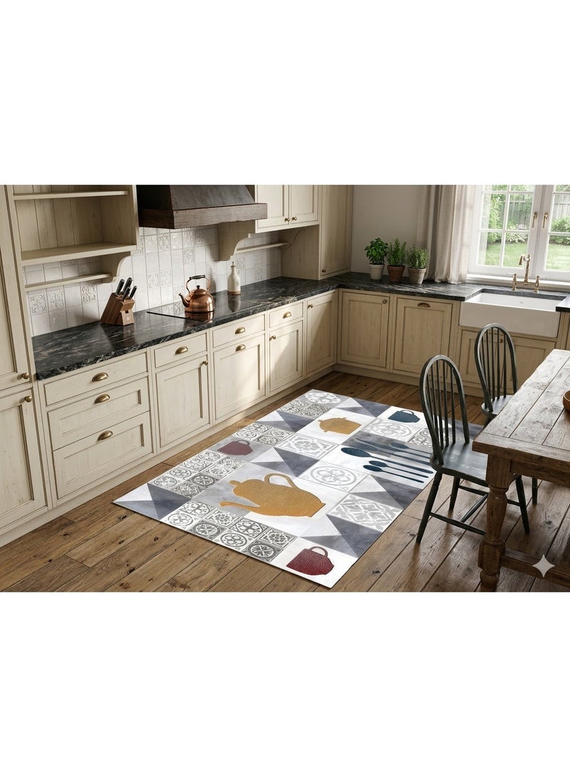 Title: Modern 3D Kitchen Rug - Culinary Utensils Design - 120x180 cm - Anti-Slip Backing & Washable - Image 2