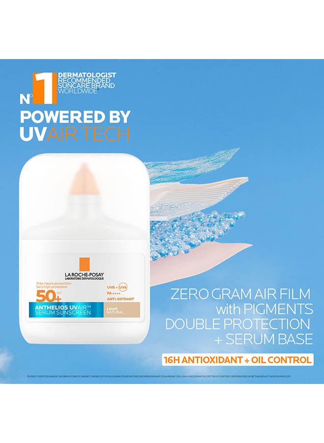 لاروش بوزيه أنثيليوس UVAir سيروم واقي الشمس لون طبيعي فاتح +SPF 50 مع النياسيناميد، واقي يومي للوجه للرجال والنساء، قوام خفيف كالهواء بلمسة نهائية غير مرئية لجميع أنواع البشرة، 50 مل - Image 5