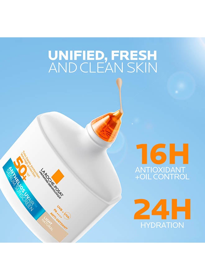 لاروش بوزيه أنثيليوس UVAir سيروم واقي الشمس لون طبيعي فاتح +SPF 50 مع النياسيناميد، واقي يومي للوجه للرجال والنساء، قوام خفيف كالهواء بلمسة نهائية غير مرئية لجميع أنواع البشرة، 50 مل - Image 3