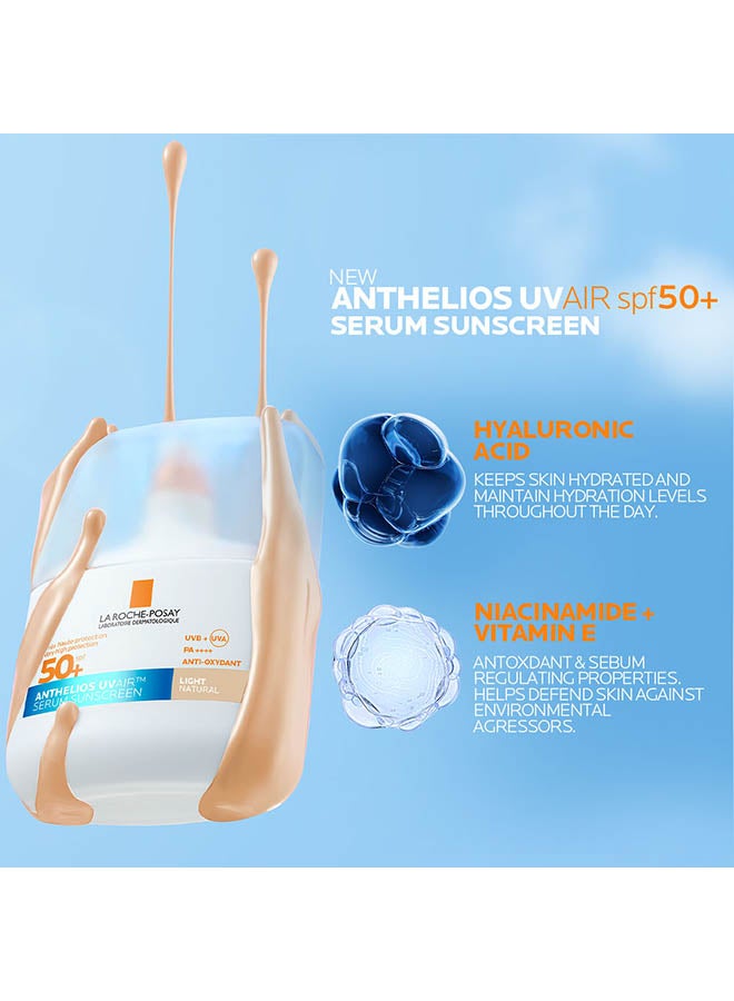 لاروش بوزيه أنثيليوس UVAir سيروم واقي الشمس لون طبيعي فاتح +SPF 50 مع النياسيناميد، واقي يومي للوجه للرجال والنساء، قوام خفيف كالهواء بلمسة نهائية غير مرئية لجميع أنواع البشرة، 50 مل - Image 4