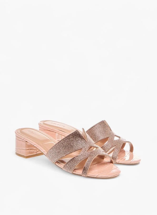 Celeste Womens Embellished Slip-On Sandals With Block Heels