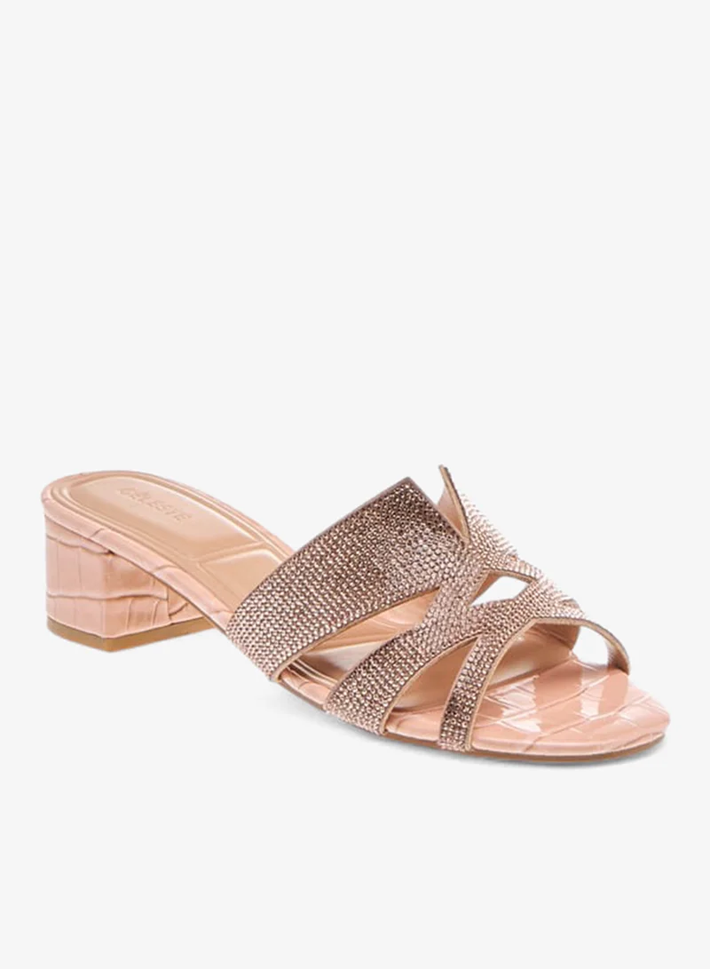 Celeste Womens Embellished Slip-On Sandals With Block Heels Ramadan Collection