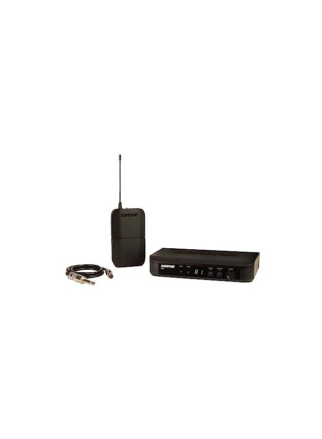 Shure BLX14 UHF Wireless System - Perfect for Guitar and Bass with 1/4 Jack - 14-Hour Battery Life, 100m Range | Includes 1/4" Jack Instrument Cable & Single Channel Receiver | H11 Band