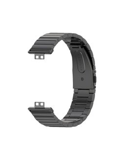 Fit 2 Watch Band Stainless Steel Milanese Clasp Magnetic Suction Three-bead Bamboo Texture Metal Wristband For HuaweiWatch-Color:Bamboo-Black-Specifications:For HuaweiFit3