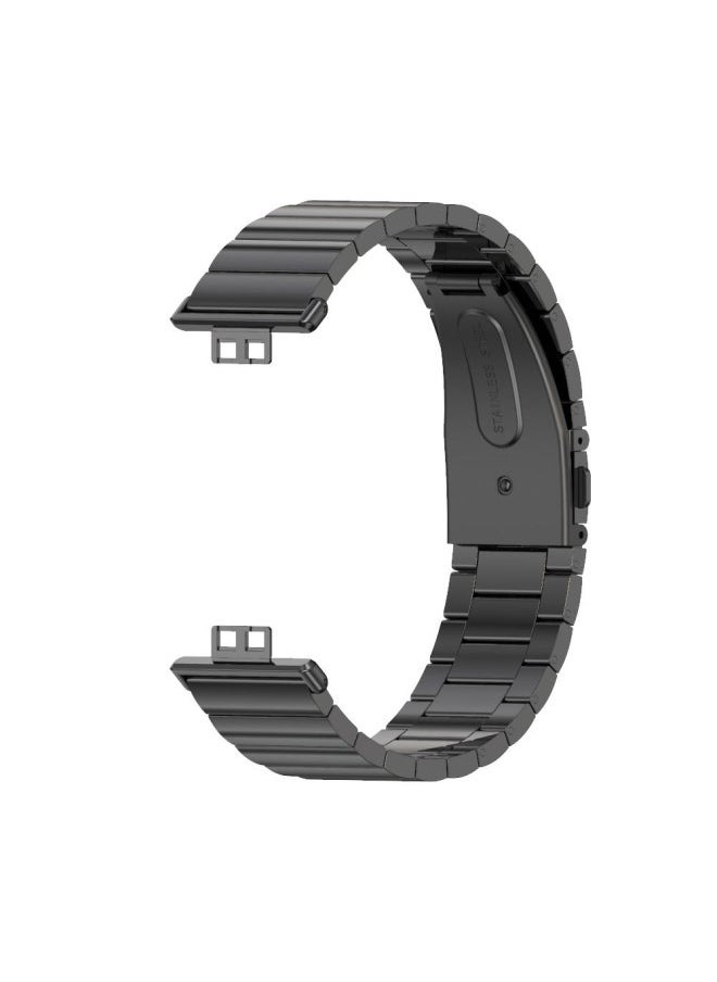 Generic - Fit 2 Watch Band Stainless Steel Milanese Clasp Magnetic Suction Three-bead Bamboo Texture Metal Wristband For HuaweiWatch-Color:Bamboo-Black-Specifications:For HuaweiFit3 - Image 1