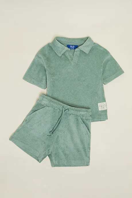 R&B Solid Shirt & Shorts Set