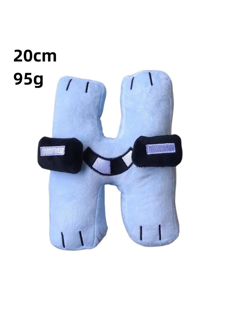 1-Pieces Alphabet Doll Funny Emojis Cotton Number Plush Toy Blue-H 