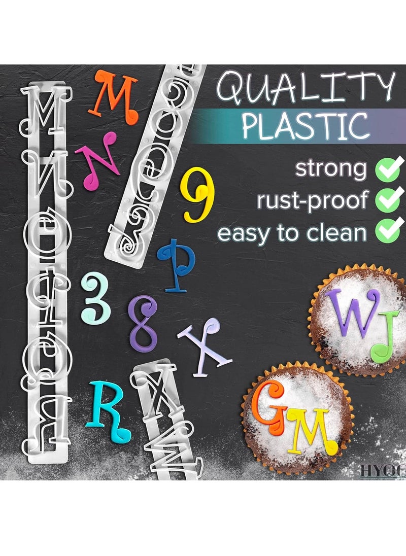 Alphabet Stamps Fondant Letter Cutters - Number Cookie Cutters Alphabet Сookie Сutters Fondant Cake Decorating Set White Letter Stamps - Decorating Paste and Fondant Stamps DIY Mold Letters Stamps