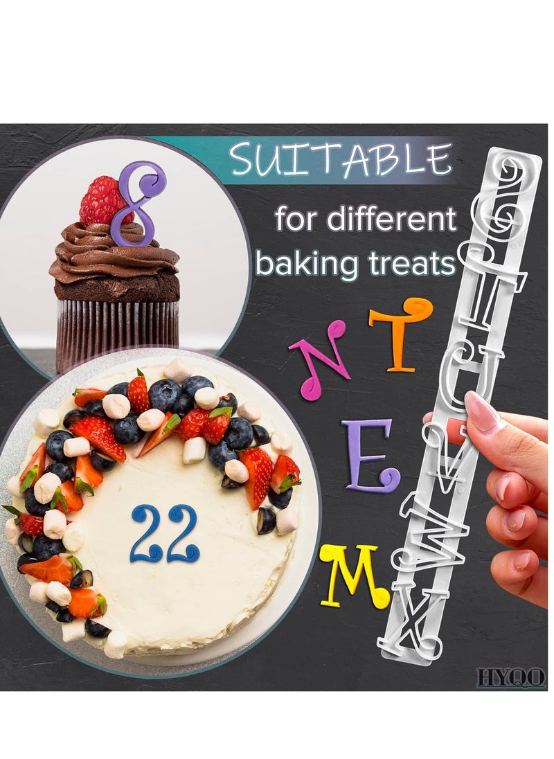 Alphabet Stamps Fondant Letter Cutters - Number Cookie Cutters Alphabet Сookie Сutters Fondant Cake Decorating Set White Letter Stamps - Decorating Paste and Fondant Stamps DIY Mold Letters Stamps