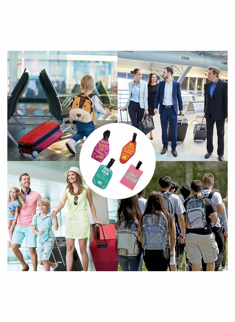 Excefore 4 PCS Fun Luggage Label Travel PVC Cute Luggage Labels Travel ID Label for Boys and Girls, for Cabin Bags Carry On Luggage And Suitcases  - Image 5