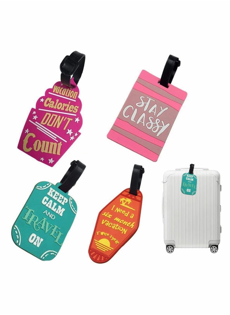 Excefore 4 PCS Fun Luggage Label Travel PVC Cute Luggage Labels Travel ID Label for Boys and Girls, for Cabin Bags Carry On Luggage And Suitcases  - Image 1