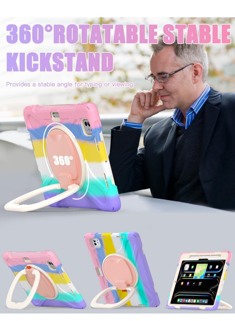 Captaintech iPad Pro 11-Inch (M4) 2024 Case 5th Generation, Protective Rugged Silicone Cover with Pencil Holder/Stable Kickstand/Shoulder Strap/Screen Protector/Rotating Stand - Image 3