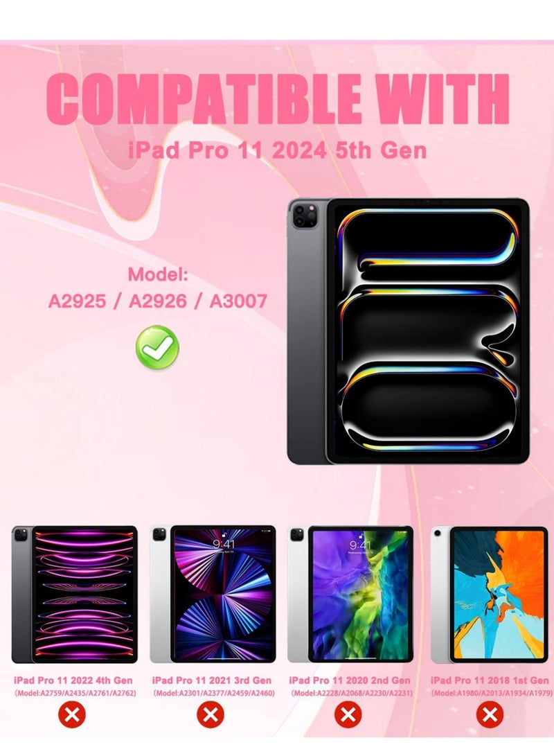 Captaintech iPad Pro 11-Inch (M4) 2024 Case 5th Generation, Protective Rugged Silicone Cover with Pencil Holder/Stable Kickstand/Shoulder Strap/Screen Protector/Rotating Stand - Image 2