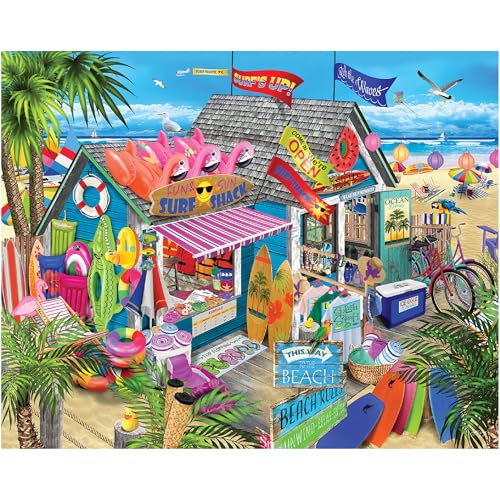 White Mountain 1000 Piece Jigsaw Puzzle Summer Beach Shop Puzzles with Large Pieces Gift for Adults and Family 24x30 Surf Shack - Image 1