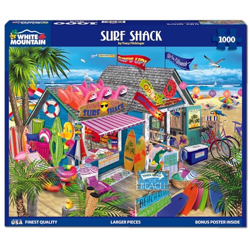 White Mountain 1000 Piece Jigsaw Puzzle Summer Beach Shop Puzzles with Large Pieces Gift for Adults and Family 24x30 Surf Shack - Image 5