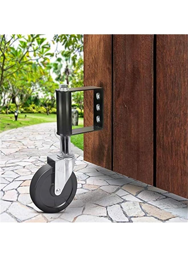 Arabest Gate Wheels for Wooden Gate, Gate Caster Wheel Spring Loaded for Metal Tube Swing Gate Fence Gate Wheel for Gates Heavy Duty Outdoor Farm Vinyl Wood Gate Rollers, 220 Lbs, 4 Inches, Black  - Image 1