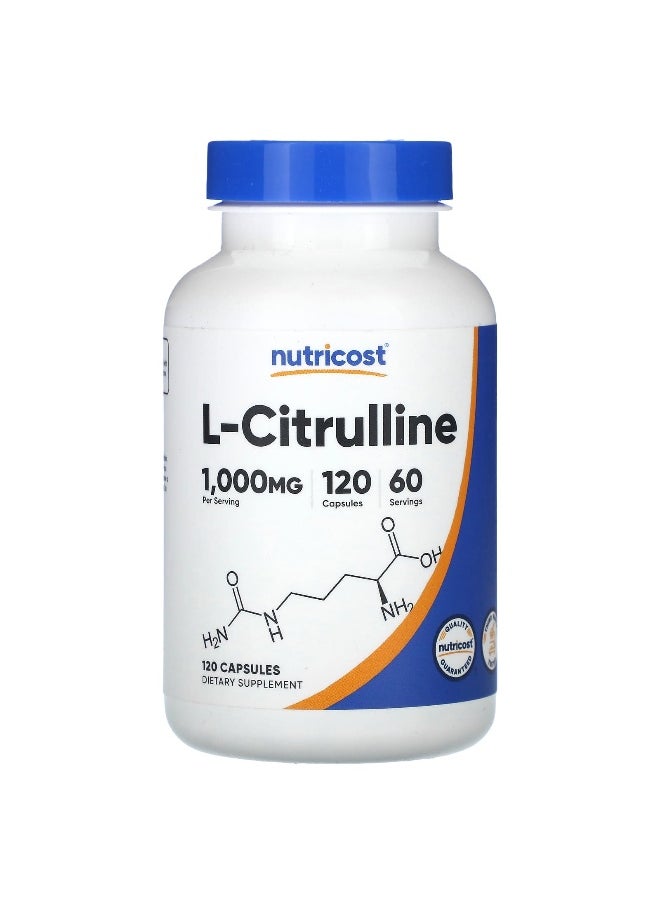 Nutricost Nutricost, L-Citrulline, 1,000 mg, 120 Capsules (500 mg per Capsule) 