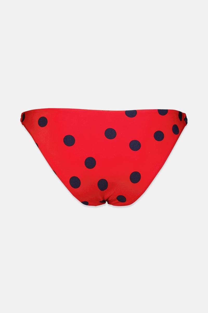 women'secret Women 1 Pc Polka Dots Ringed Bikini Bottom, Red - Image 2