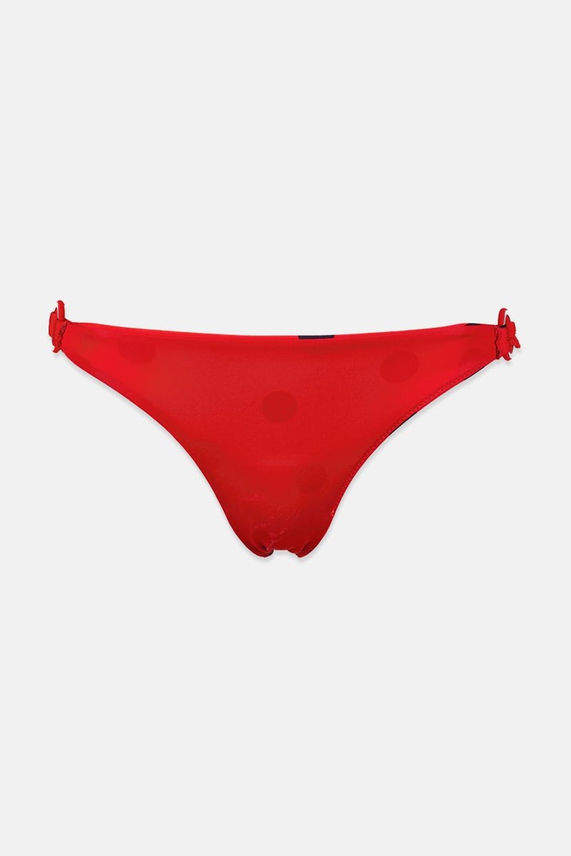 women'secret Women 1 Pc Polka Dots Ringed Bikini Bottom, Red - Image 3