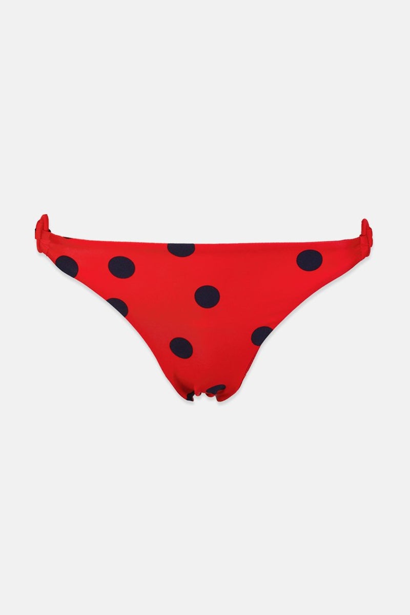 women'secret Women 1 Pc Polka Dots Ringed Bikini Bottom, Red - Image 1