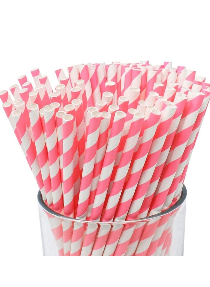 4basix Biodegradable Paper Straws Pack of 120 Pink Color Eco Friendly and Sustainable Alternative for Plastic Straws - Image 1
