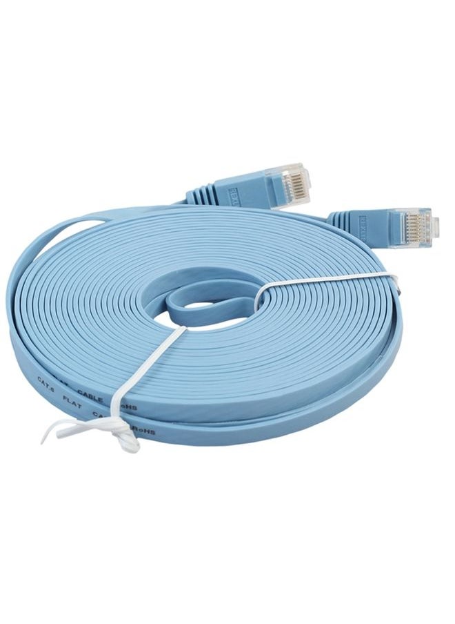BURAQ - 8m CAT6 Ultra-thin Flat Ethernet Network LAN Cable, Patch Lead RJ45 (Blue) - Image 1