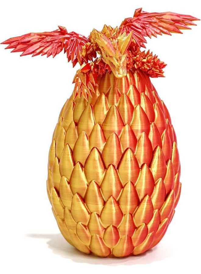 3D Printing Dragon Egg Suit Wings Flying Dragon Egg Suit Gift Online Red Creative Ornaments Handmade-Color:Dragon Scale Egg Set With Wings Red Gold 13cm+22.5cm Dragon  - Image 1