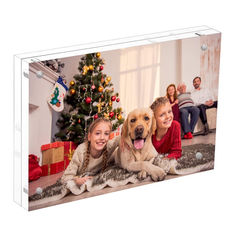 NIUBEE NIUBEE 4x6 Acrylic Picture Frame Photo Frame 20 Thicker Block Clear Frameless Acrylic Frames Double Sided Magnetic frames for Desktop 